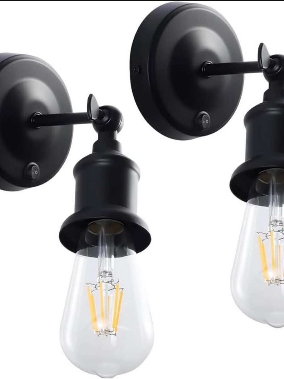Amazon Black Industrial Wall Sconce Pair with Clear Glass Bulbs set of 2